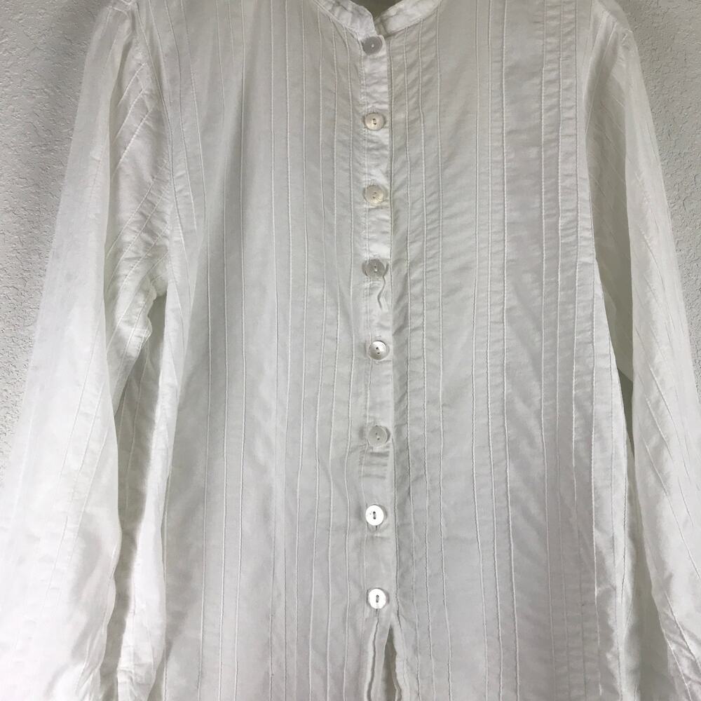 Flax 100% Cotton Long Roll-Tab Sleeve Button Front Tunic Beach Lagenlook Size S - Picture 6 of 15